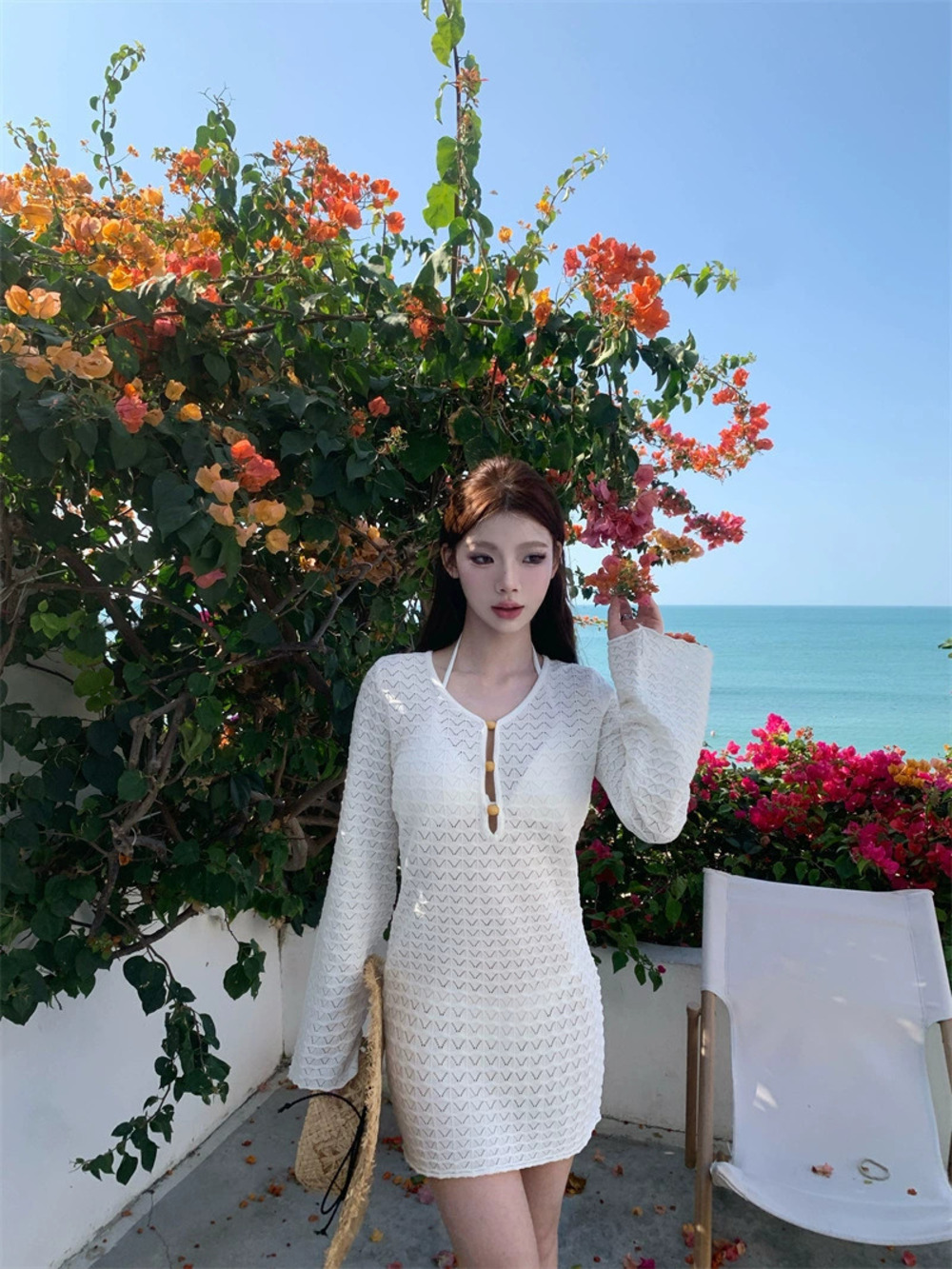 Zara Solid Color Knit Beach Bikini Cover Up Dress